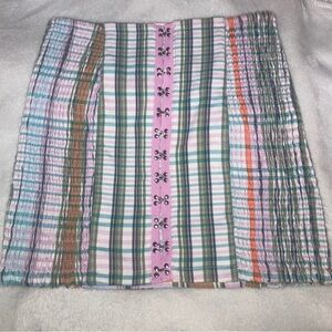 Urban Outfitters Pink and Green Plaid Mini Skirt